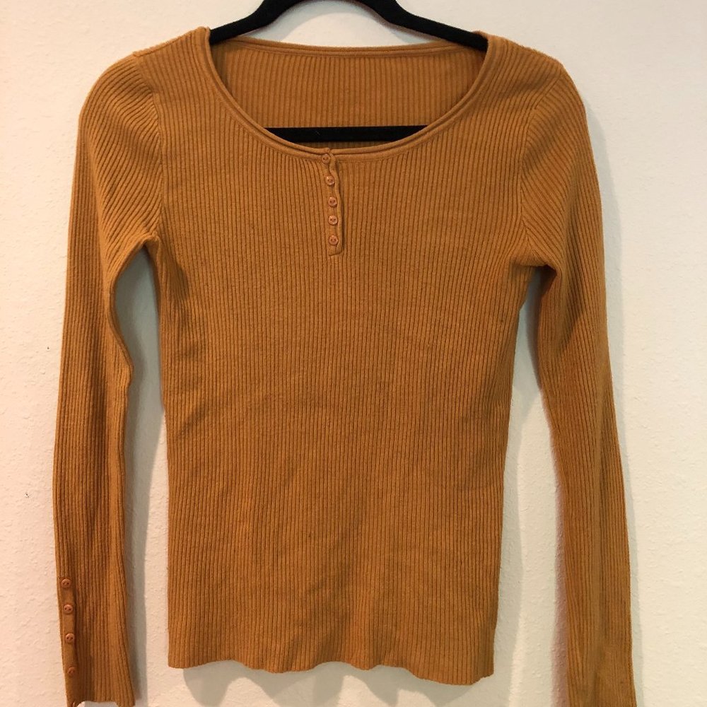 Mustard Yellow long-sleeved ripped top